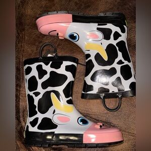Western Chief Cow Print Kids Rain Boots - Black, White, Pink, Yellow